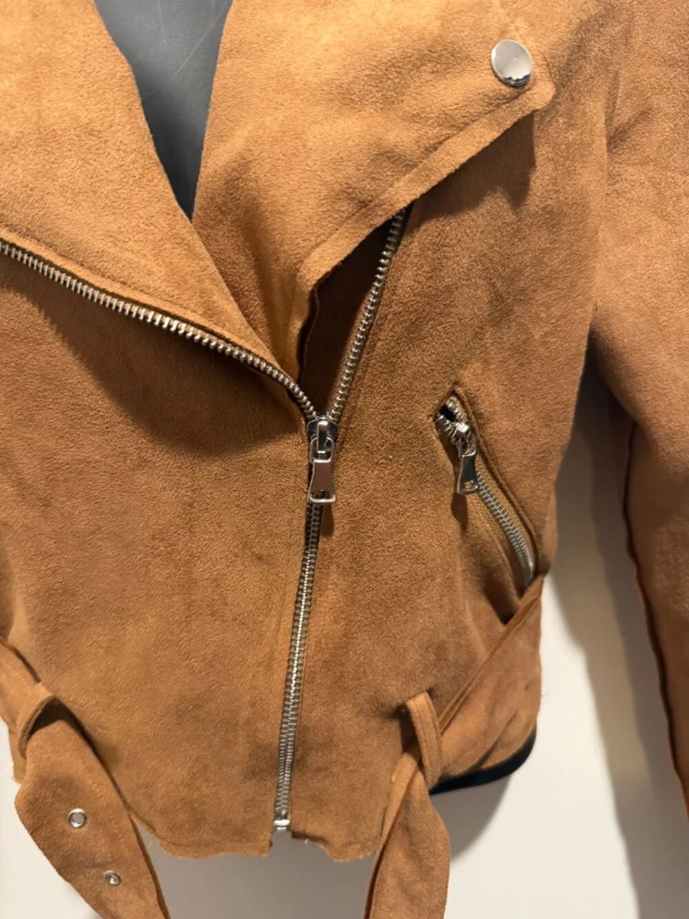 Favlux Tan Faux Suede Moto Jacket • Size Large • Lightweight • NWOT - Picture 2 of 5